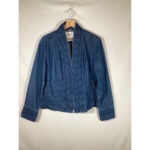 LIVE A LITTLE Denim Pleated Blazer Jacket Business Casual